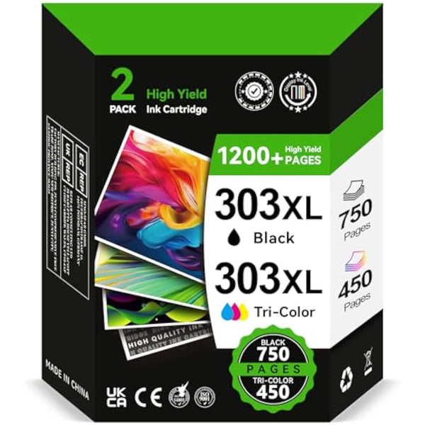 303XL Ink Cartridges Black and Colour Replacement for HP 303 Original Ink Cartridges Combo Pack, Printer Ink 303 for Envy Photo 7134 7830 6232 6230 7130 6220 6234 7100 7155 7800 7834 7855 7864 TANGO X