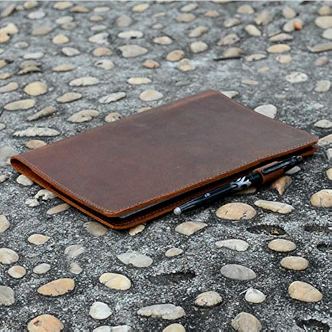 JJNUSA Compatible with Rocketbook Cover Smart Business Handmade Distressed Genuine Leather Notebook Cover for Everlast, Fusion, Wave Moleskin A5 with Pen Loop & Card Holder Executive 8.8" x 6" Brown