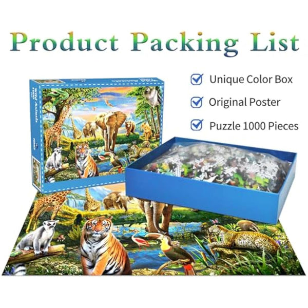 Jigsaw Puzzles 1000 Pieces for Adults puzzles for adults 1000 Piece Puzzle Educational Games-Safari Animal World