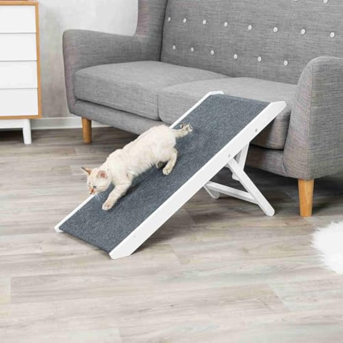 Trixie furniture ramp, height-adjustable 29/36/43 cm, wide running surface 36 × 90 cm, 39375, white