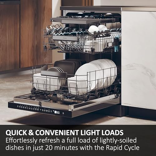 Haier XI1C3TB2FB-80 I-Pro Shine Series 4 Integrated Dishwasher, 11 place Setting, Black Bezel, C Rated