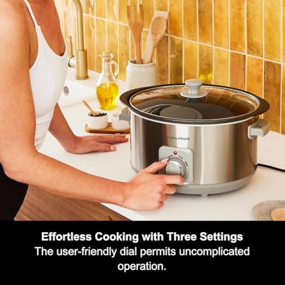 Morphy Richards 461014 Sear & Stew 6.5 Litre Aluminium Slow Cooker, One-Pot Solution, Brushed Stainless Steel