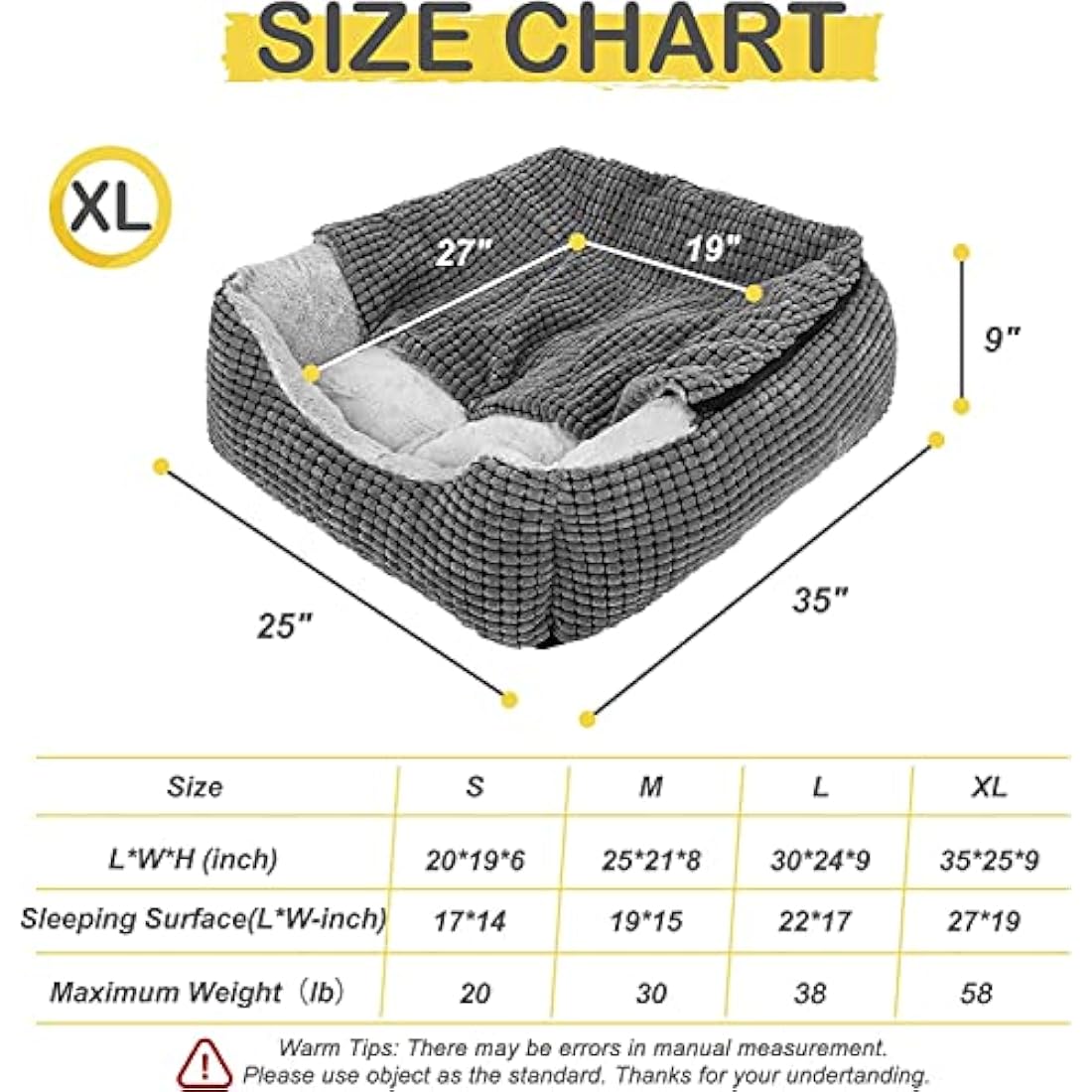 JOEJOY Rectangle XL Dog Bed Warm Hooded Dog Bed, Luxury Super Soft Pet Cave Bed Washable, Fits Up To 20/30/40/60lbs Pets