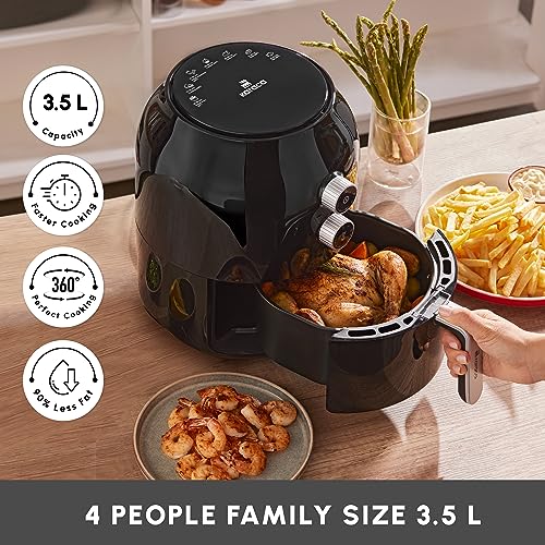 Karaca Multifry Air Fryer for Family 3.5L, Instant & 30-Minute Timer, Non-Stick, Single Drawer - Small Airfryer with 360 Degree Circulation Air Tech &