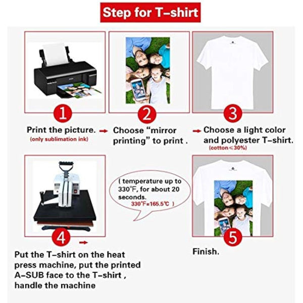 A-SUB Sublimation Paper A4, 210x297mm, 1000 Sheets, 120gsm, Compatible with EPSON, SAWGRASS, RICOH, Brother Sublimation Printers