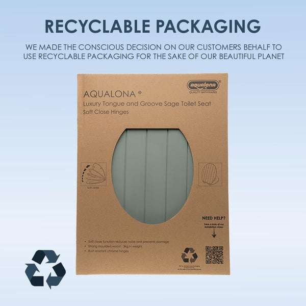 AQUALONA® Luxury Soft Close Toilet Seat - Moulded Wood - Stainless Steel Slow Close Hinges - Click, Lift & Clean Technology (Bamboo Toilet Seat)