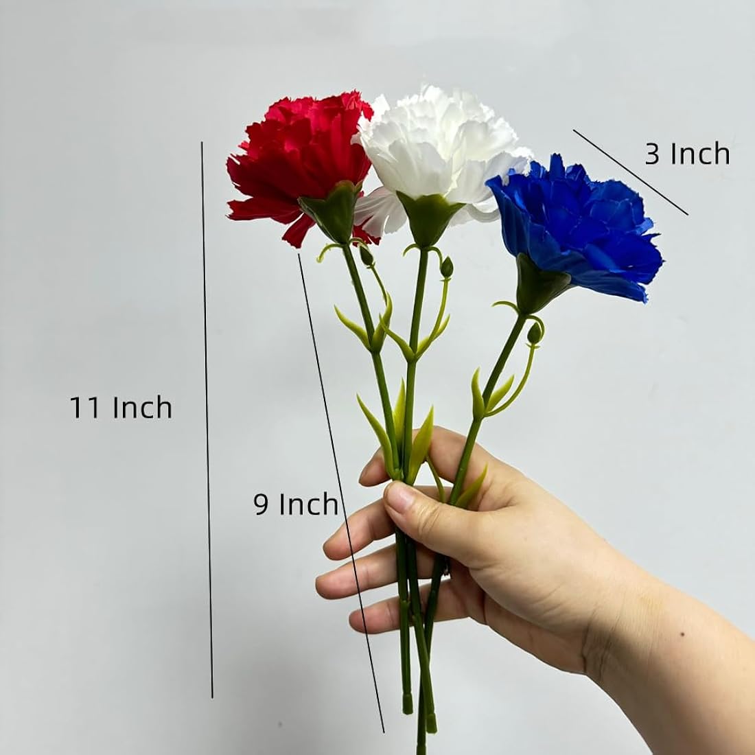11 Inch Bouquets 10 Stem Carnations,Outdoor UV Resistant No Fade Artificial Flower,Mini Carnation Silk Petals Fake Flowers Forever Plants for Photo Props Home Party and Wedding Decor (Dark Blue)