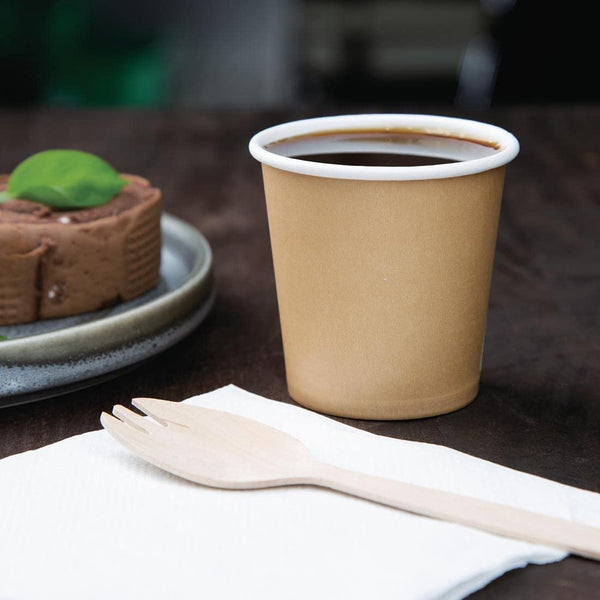 Fiesta Green Recyclable Espresso Coffee Cups 114 ml / 4 oz (Pack of 1000), Kraft Brown, Single Wall, Renewable Paperboard, Polyethylene Lining