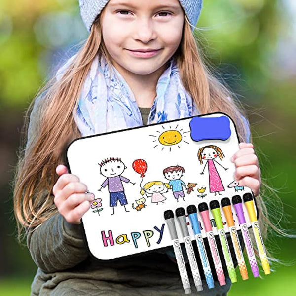Nicpro Dry Erase Whiteboard A3, Magnetic Double Sided 30 x 42 cm White Board with Black Border, Including 8 Water-Based Pens and 1 Eraser for Kid Writing & Drawing, Student School, Classroom, Home Use