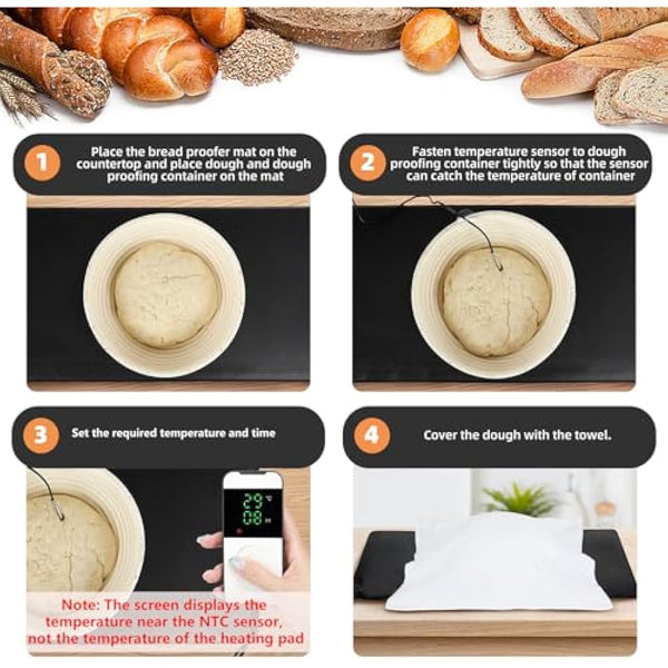 Bourske Bread Proofer Warming Mat, Adjustable Temperature Dough Starter Mat, Sourdough Dough Proofer for for Making Bread