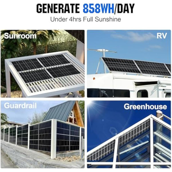 ECO-WORTHY Bifacial 195 Watt 12 Volt Solar Panel 12BB Monocrystalline Double-Sided Power Generation High Efficiency PV Solar Panel for Motorhome, RV, Campervan, Caravan, Boat, Home Off Grid