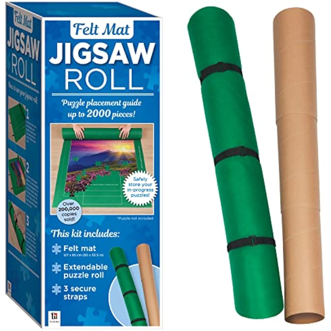 Hinkler - Felt Mat Jigsaw Roll - Puzzle Storage Mat for Jigsaw Lovers - Puzzle Placement Guide - Stores Up to 2000 Pieces - Includes Felt Mat, Roll & Straps - Works with Jigsaw Board