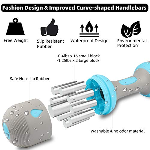 Adjustable Dumbbell Weights Pair 5-in-1 Weight Options from 1 to 5 kg, Non-Slip Neoprene Hand, All-Purpose Home, Gym, Office