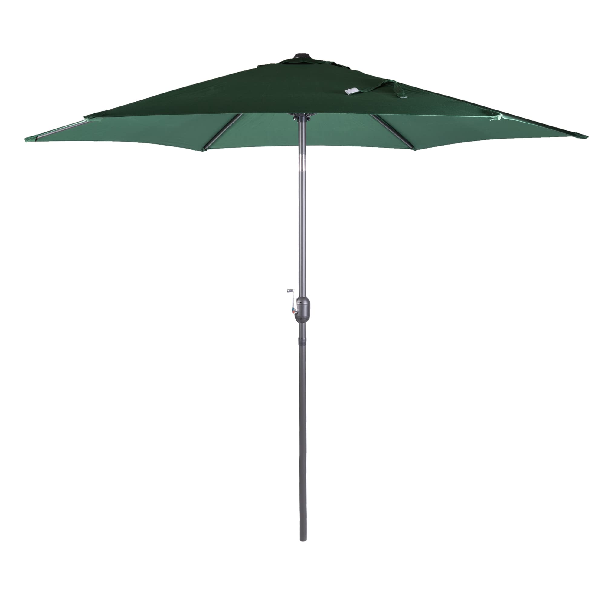 Alfresia 2.7 Metre Parasol - Round with Push Button Tilt, Outdoor Table Parasol Umbrella with Crank Handle, Garden Patio Sun Shade, Grey, Easy Assemble