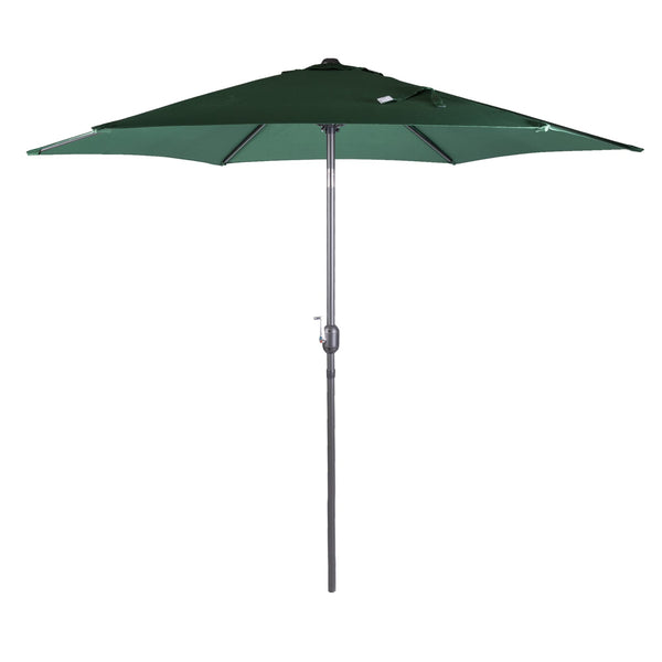 Alfresia 2.7 Metre Parasol - Round with Push Button Tilt, Outdoor Table Parasol Umbrella with Crank Handle, Garden Patio Sun Shade, Grey, Easy Assemble