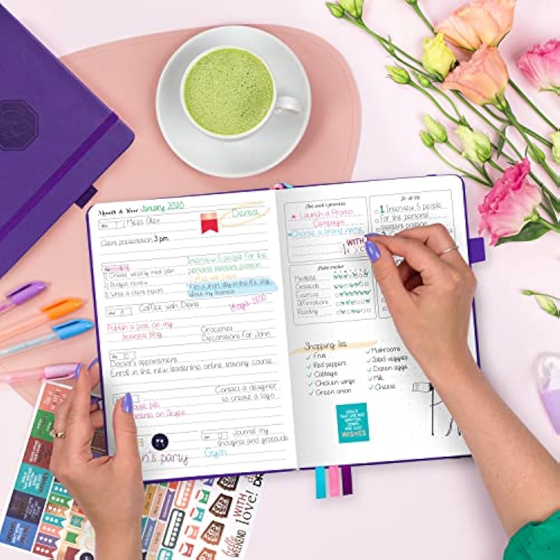 GoGirl Planner and Organizer for Women – A5 Weekly Agenda, Goals Journal to Improve Time Management & Productivity (Purple)