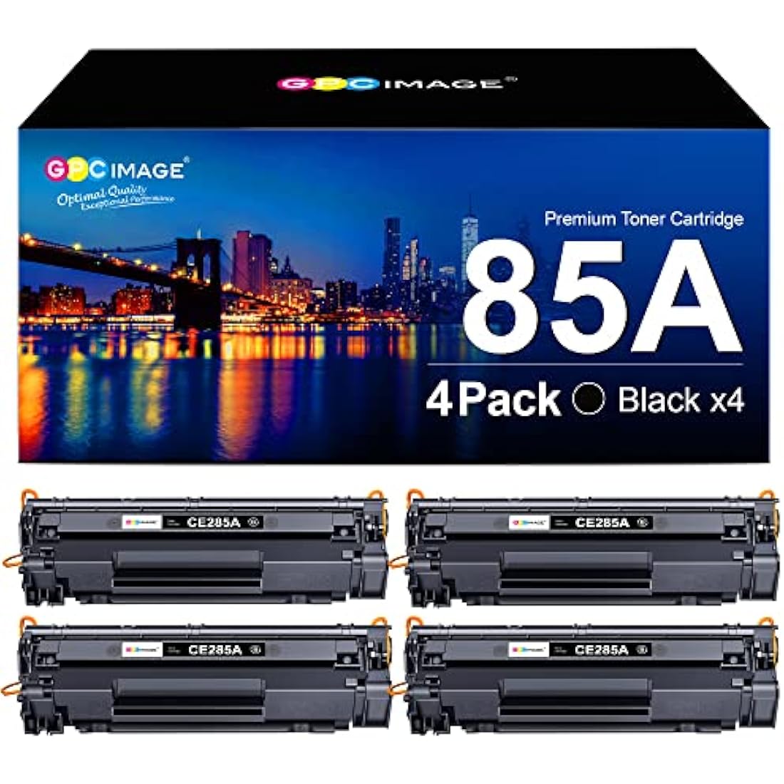 GPC Image Toner Cartridges Replacement for HP 85A CE285A Compatible with P1102W P1102 P1106 M1136 M1130 M1132 M1134 M1212 M1212NF M1213NF M1132MFP M1217NFW P1100 M1134MFP M1136MFP (Black, 4-Pack)