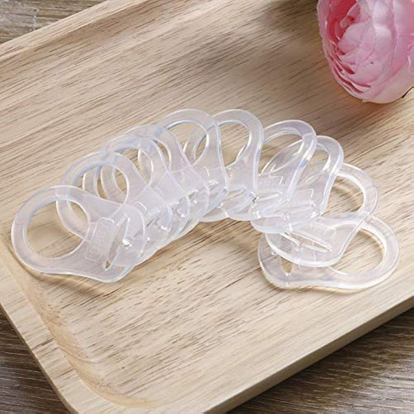 10Pcs Baby Dummy Pacifier Holder Clip Ring Button Style Pacifier Adapter Soft Silicone Baby Pacifier Clips Holders Dummy Clips Adapter(Clear)
