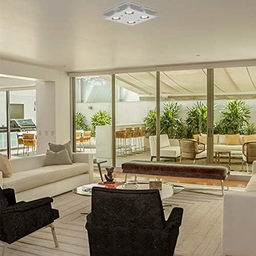 HiBay Modern Ceiling Light Chrome LED Kitchen Spotlight Fittings 4 Way Ceiling Spots GU10 Square Flush Lamp 240V for Bedroom, Living Room, Lounge -Bulbs Not Included