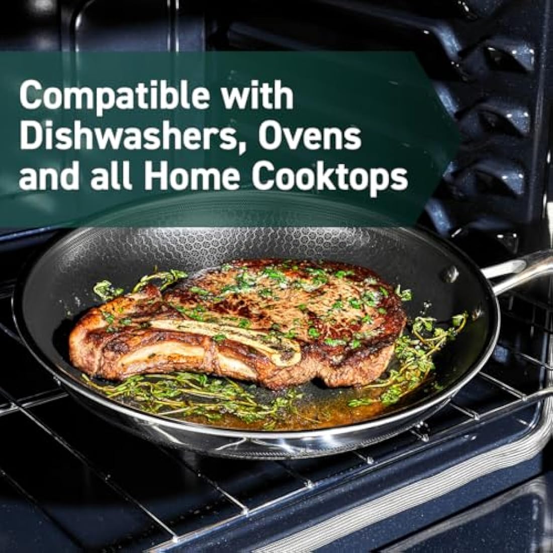 HexClad Hybrid Nonstick Frying Pan, 26 cm, Stay-Cool Handle, Dishwasher and Oven-Safe, Induction Ready, Compatible with All Cooktops