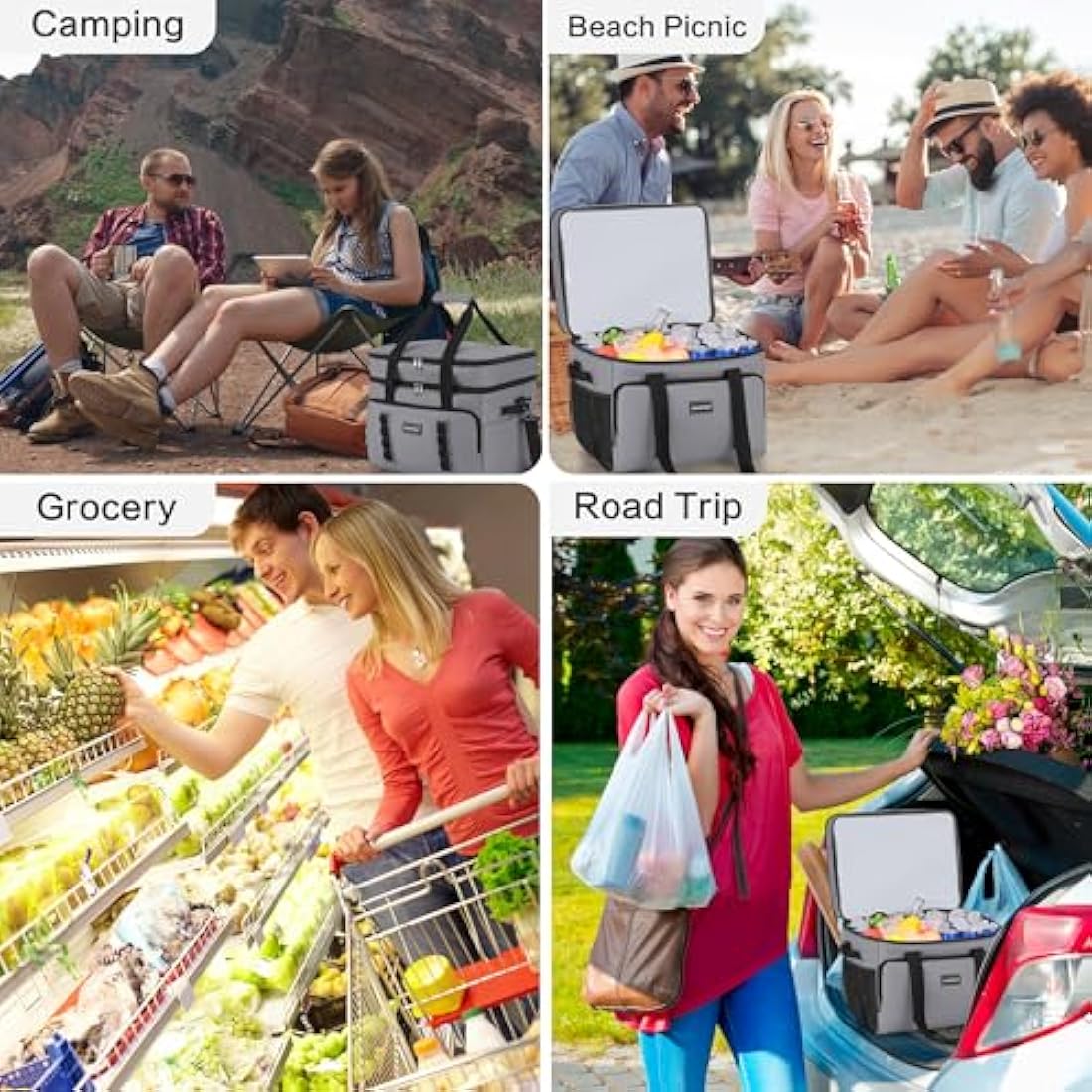 Hulongo Cool Bag Insulated Cooler Bag Waterproof Picnic Double Thermal Bag For Camping, Travel, Grocery Shopping & Fishing, 42L