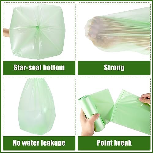 80 x 30 Litre Bin Bags, 8Gallon/30L Food Waste Bags 4 Roll Caddy Bin Liners for Kitchen Office Bathroom(60x65cm)