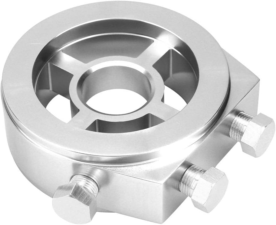 TKSE Oil Filter Sandwich Plate, Silver Aluminum Universal Oil Filter Temperature Cooler Gauge Sandwich Plate Adapter