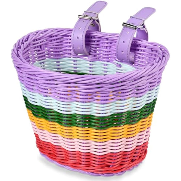 Flintronic Kids Bike Basket Handwoven Cycle Basket for Kids, Bicycle Basket For Girls Boys Childs, with Bike Accessories