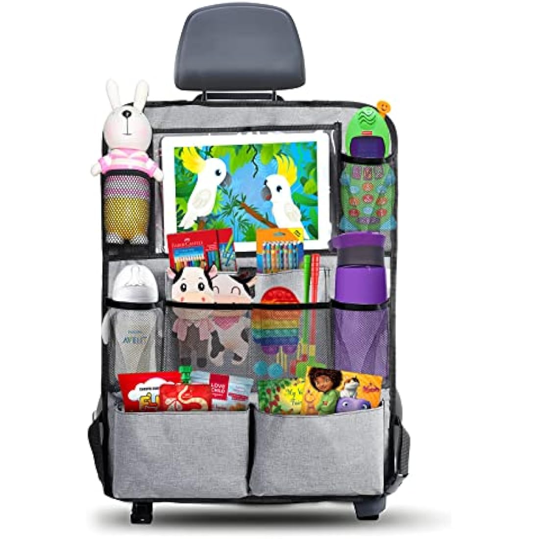 AiQInu Car Back Protector and Organiser, Waterproof and Easy Care Oxford Cloth Car Seat Organiser, Back Seat Organiser with Lots of Storage Space, Car Back Protector for Children (1 Piece)