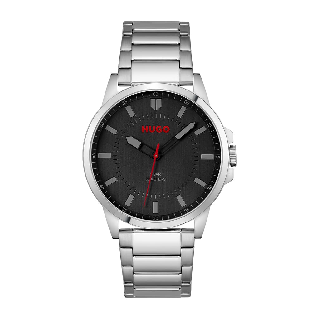 HUGO Analogue Quartz Watch for Men Collection #First - Available with Stainless Steel Bracelet or Leather Strap