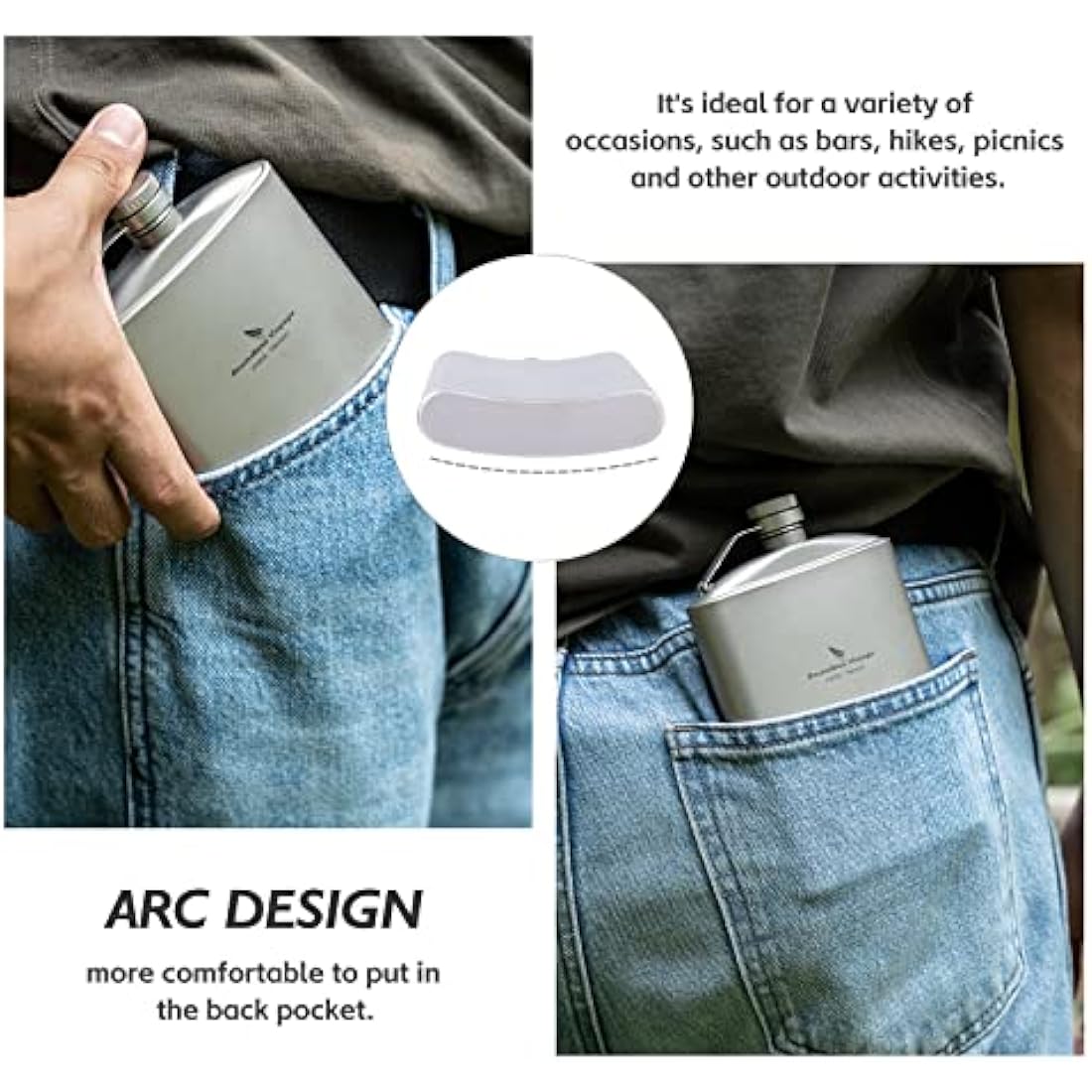 iBasingo 250ml Titanium Hip Flask with Funnel Camping Cup Outdoor Flat Alcohol Bottle Alcohol Whisky Wine Pot Mug Travel Picnic Drinking Cup Ti3063D