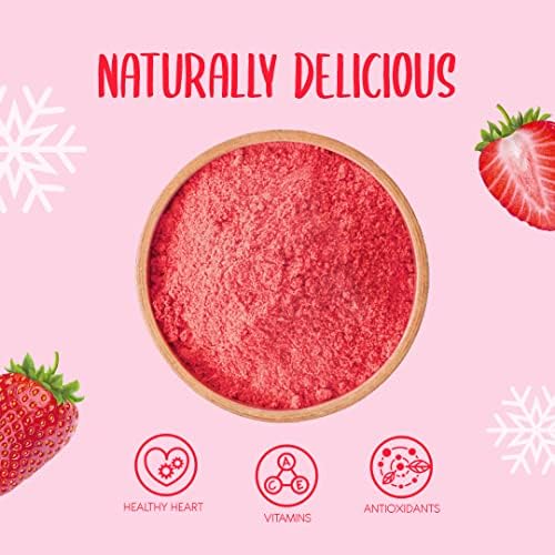 Freeze Dried Strawberry Powder 500g - Finely Milled Fruit Powder - 100% Pure and Natural, No Added Sugar or Preservatives Dehydrated Strawberry Powder for Baking, Smoothies, Desserts and Icing