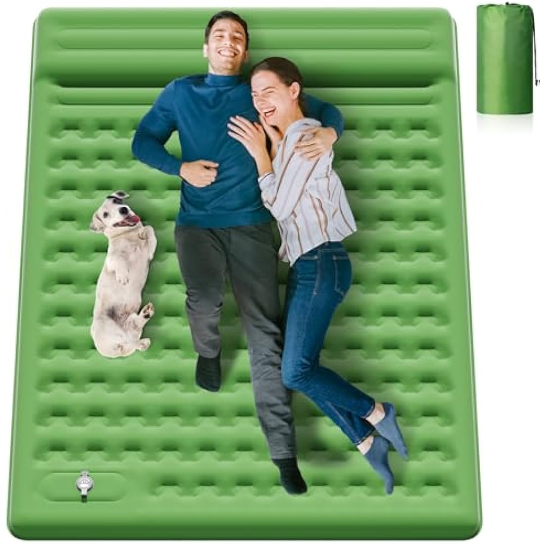 MAMBAKOTR Camping Air Bed 12-15CM Extra Thick, Reinforced Support Structure with Built-in Foot Pump and Pillow Portable Camping Sleeping Mat Air Mattress for Tent Backpacking Hiking Travel