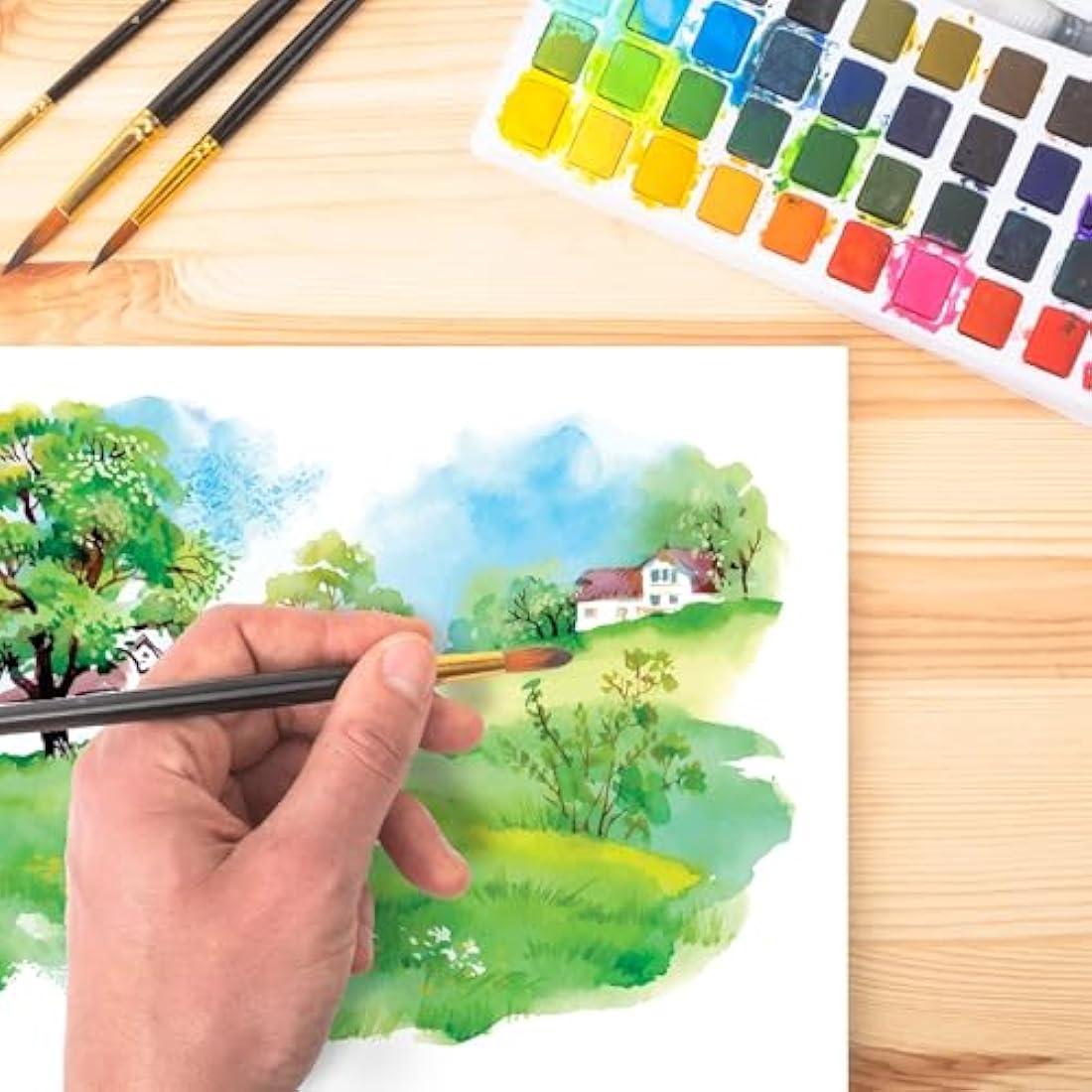 TRITART A2 Size Watercolour Paper - Mixed Media Art Sketch Pad - 300 GSM Cartridge Paper - Thick Acrylic Paper Artists Sketchbook for Drawing Board or Painting