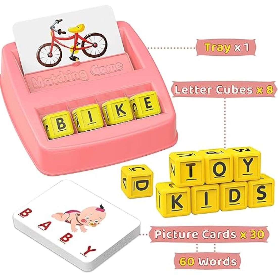 HahaGift Learning Toys for 2 3 4 Year Olds kids Gifts, Educational Toys for 3 4 5 Year Olds, Match Spelling Game Kids Toys age 3 4 5 Letter Spelling and Reading Montessori Toys for 2 3 Year Olds