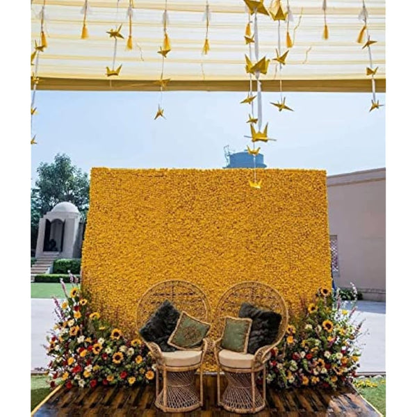 L.Orange & Yellow 5ft Artificial Marigold Flower Garland fr Parties Wedding Diwali Mehndi Pooja Festival & Traditional Indian Theme Decoration Home Decoration Photo Prop Backdrops DIY