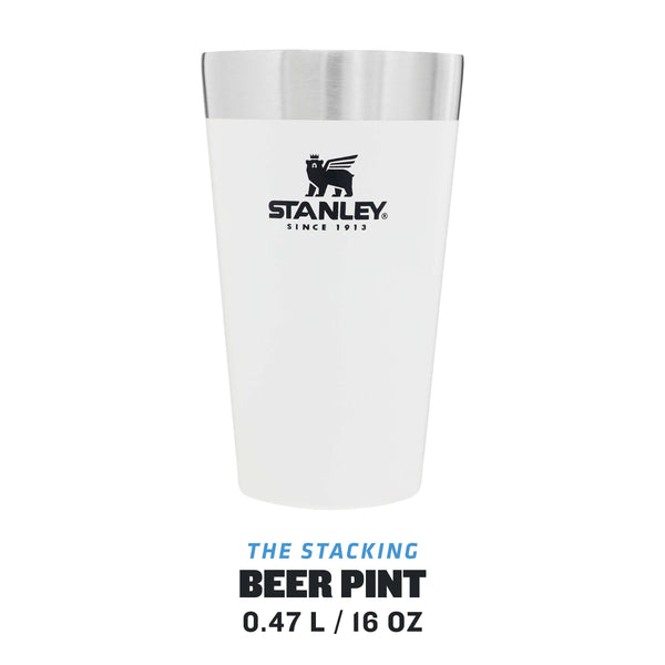 Stanley Adventure Stacking Beer Pint 0.47L - Travel Mug Keeps Drinks Cold For 4 Hours - Stainless Steel Thermal Cup - Stacks Infinitely - Double Wall Vacuum Insulation - Dishwasher Safe - Matte Black