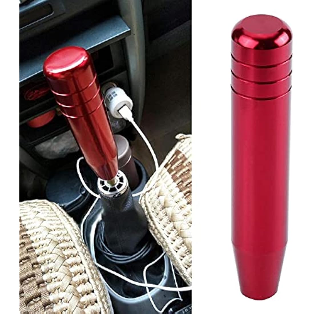 EBTOOLS Shifter Gear for A Car - Universal Car Manual Gear Shift Knob Handle Shifter Lever 18Cm Aluminum Alloy(Black Red Blue)(Red)