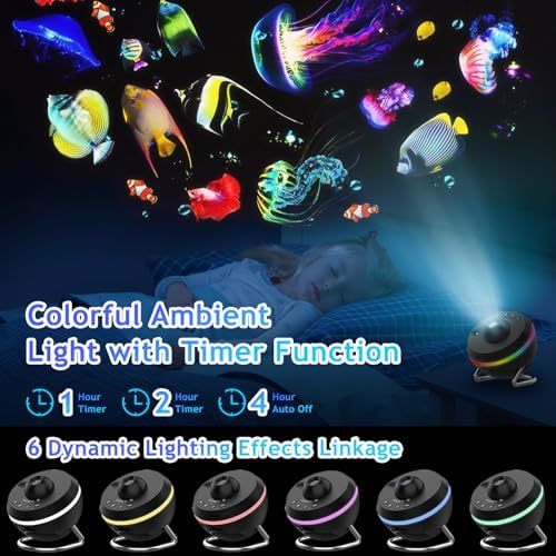 ALLOMN 13 in 1 Galaxy Projector for Bedroom, Planetarium Star Projector with 13 Film Discs & 6 RGB Light Effects, Starry Sky Projectors Planetarium Night Light with Timer for Adults Kids Birthday
