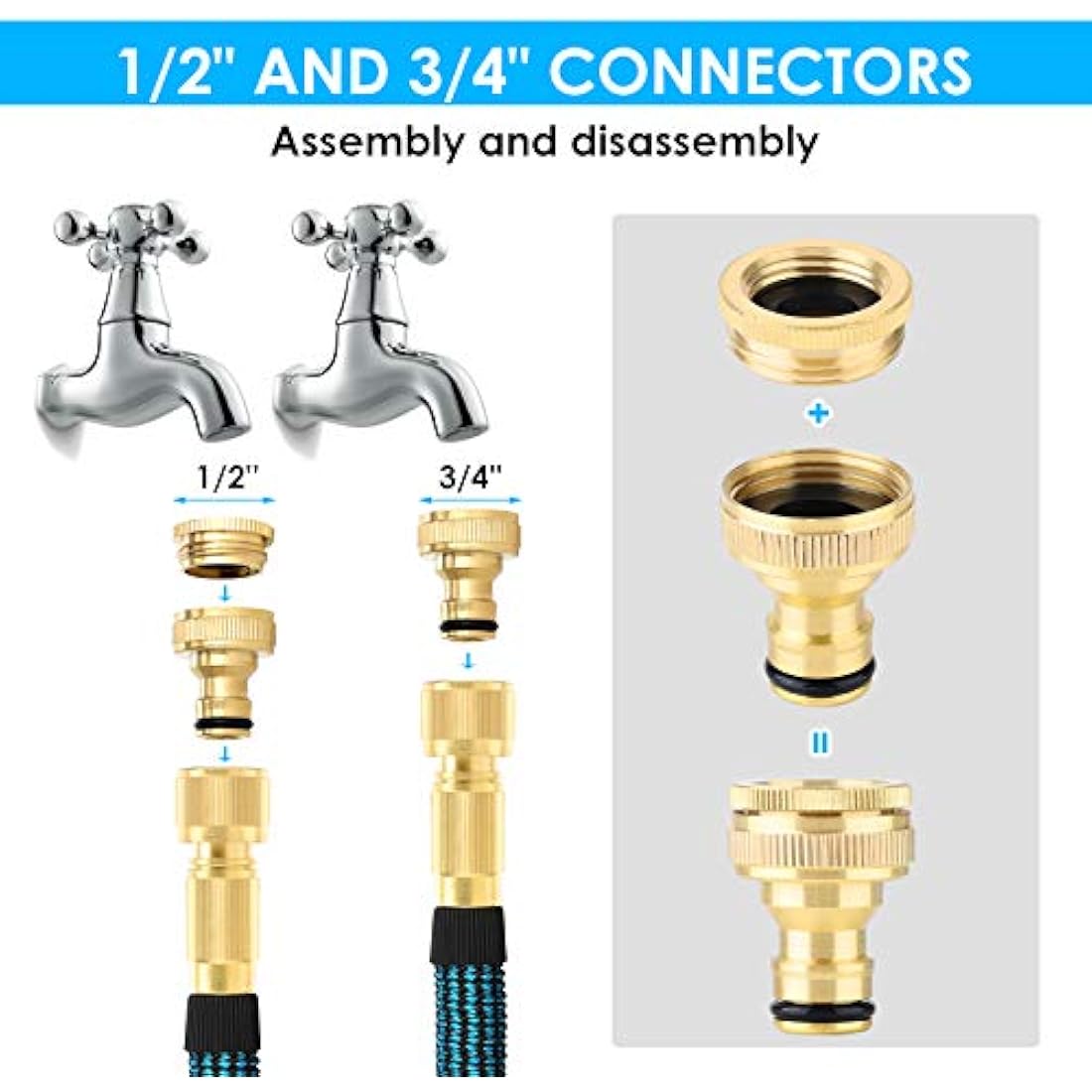 KETTOYA 75FT Expandable Garden Hose, Flexible Water Hose with 10-Pattern Spray Nozzle, Leak-Proof Retractable Heavy Duty Hose Pipe, 4-Layer Latex Core, Durable 3750D, Brass Alloy Connector, Kink-Free