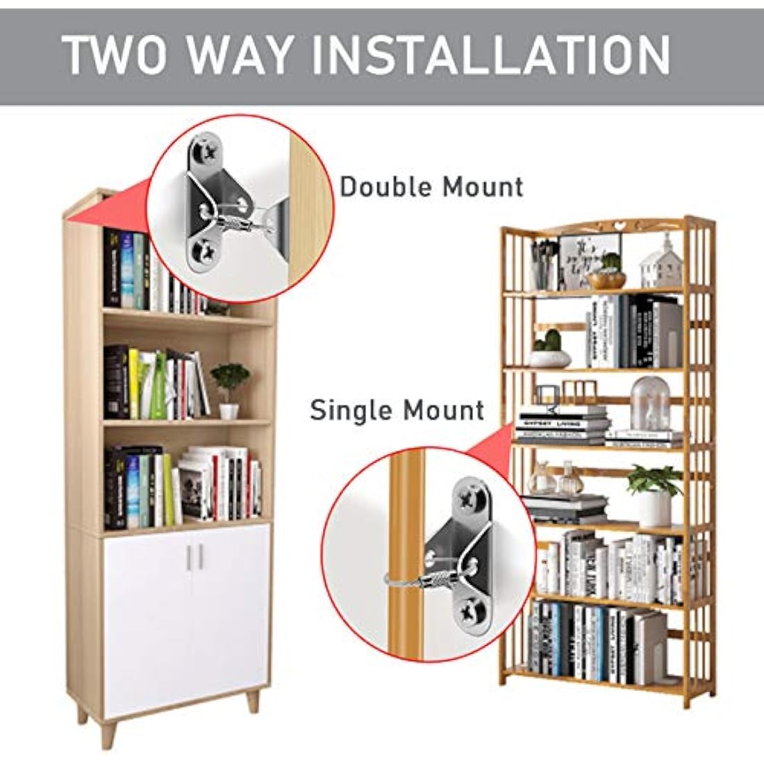 Furniture Straps (6packs), Baby Proofing Metal Anti-Tip Furniture Straps kit for Baby Proofing & Pet Protecting, Anti-Shedding, Secure Bookshelf, Cabinet, Dresser