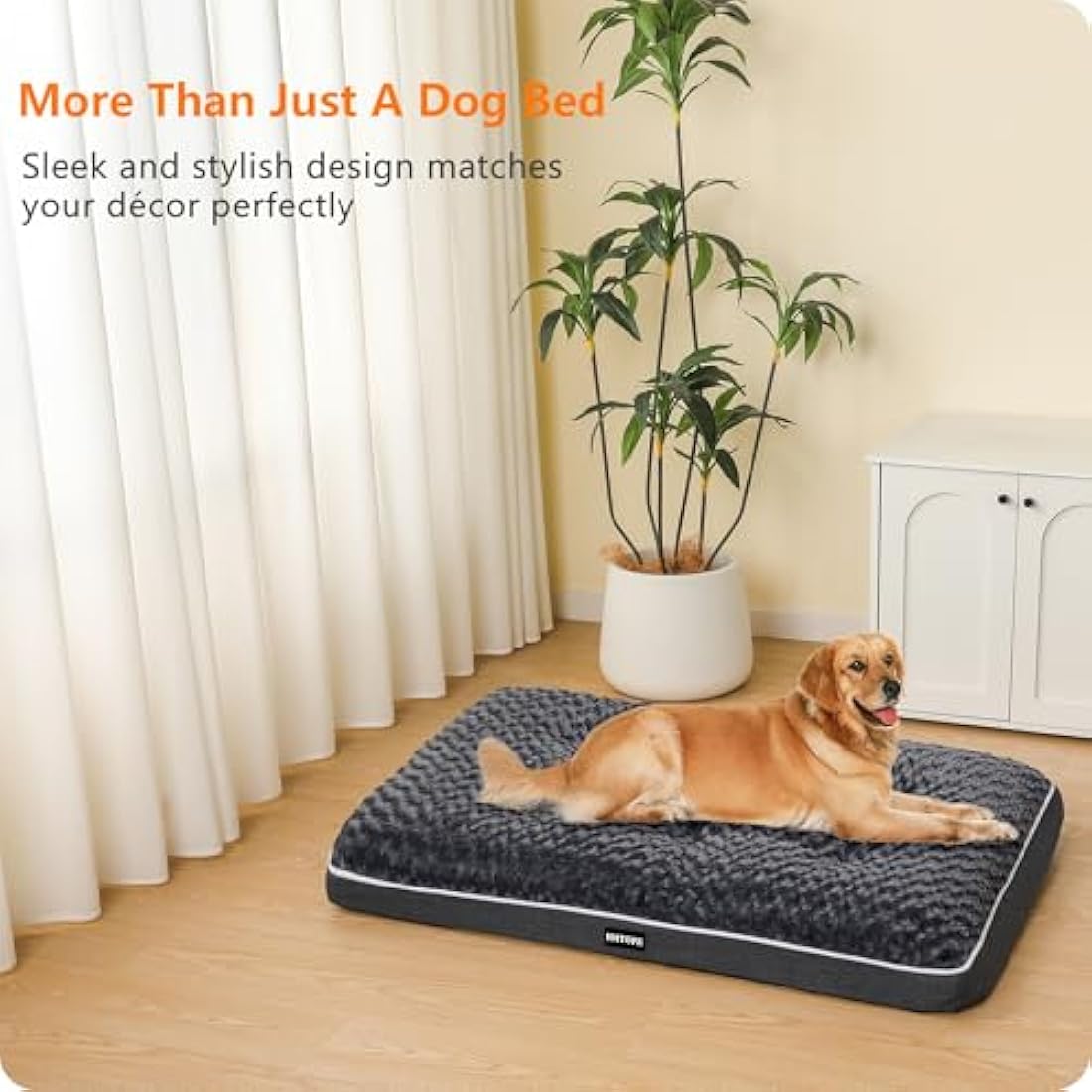 HMTOPE Orthopaedic Dog Bed, Double Deck Design, Washable Dog Cushion, Removable Dog Basket, 105 cm for Medium Dogs, Dark Grey