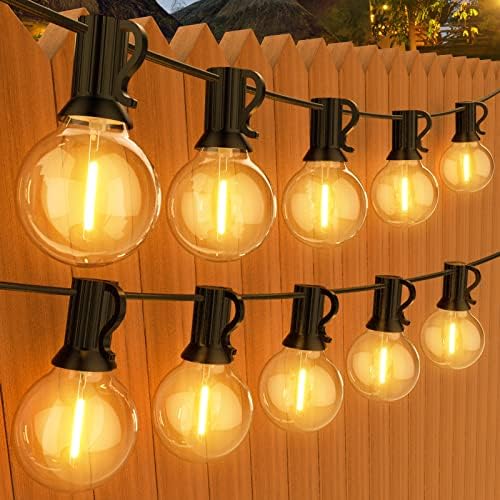 GPATIO 150FT Garden Lights Mains Powered, 75+2 Pcs Warm White Plastic Light Bulbs Festoon Lights, G40 Outdoor String Lights Waterproof for Party, Wedding, Holiday Decoration etc.