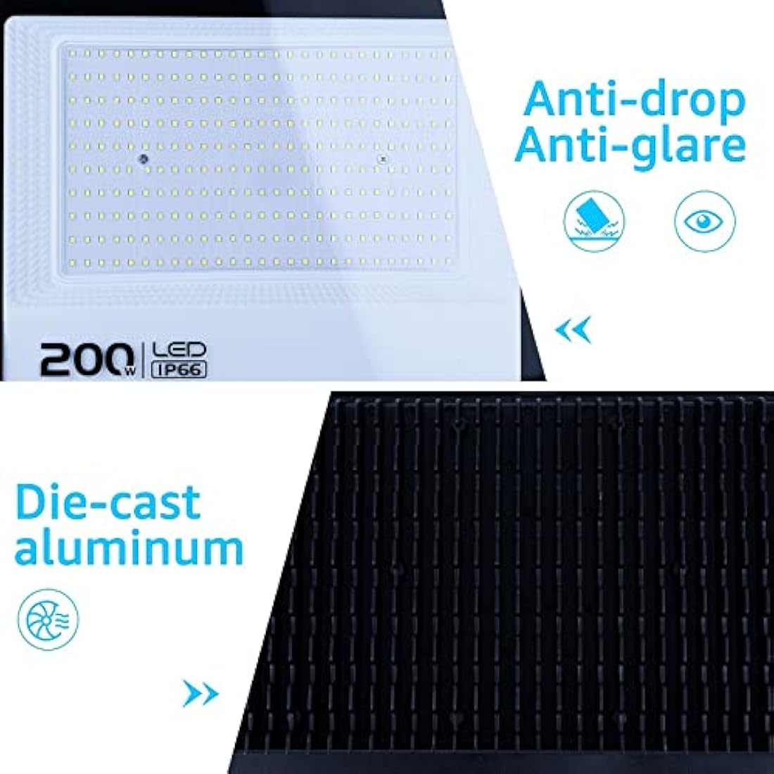 Ubanner 1pack LED Flood Light, Cool White 6000K, IP66 Waterproof Super Bright Work Light, 220V, Outdoor Floodlight for Yard, Garden, Garage, Lawn, Court…