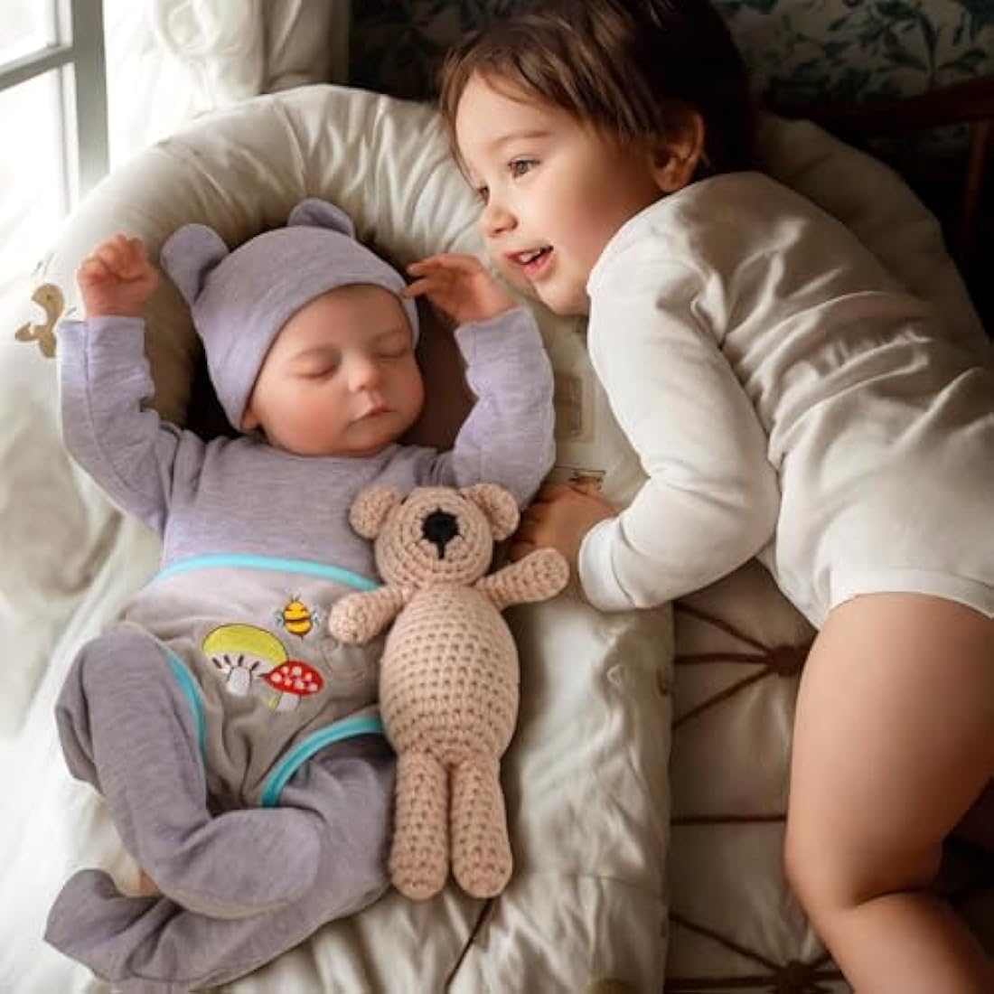 JIZHI 20" Realistic Reborn Baby Doll - Vinyl Newborn Baby Doll Boy With Sleeping Eyes - Lifelike Reborn Baby Dolls for Kids Age 3+