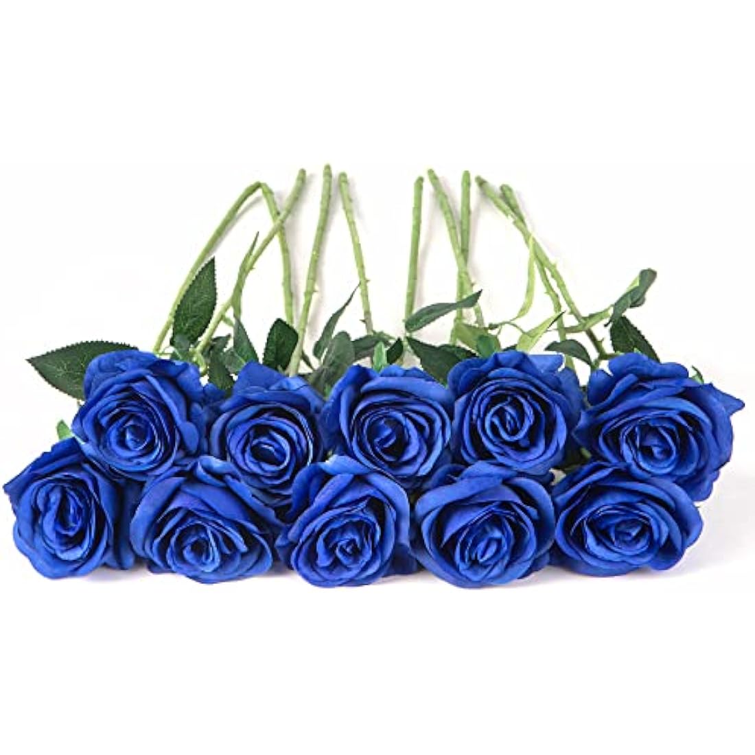 Flojery 10pcs Royal Blue Silk Roses Artificial Rose Flowers Long Stem for DIY Wedding Bouquet Table Centerpiece Home Decor (Royal Blue)
