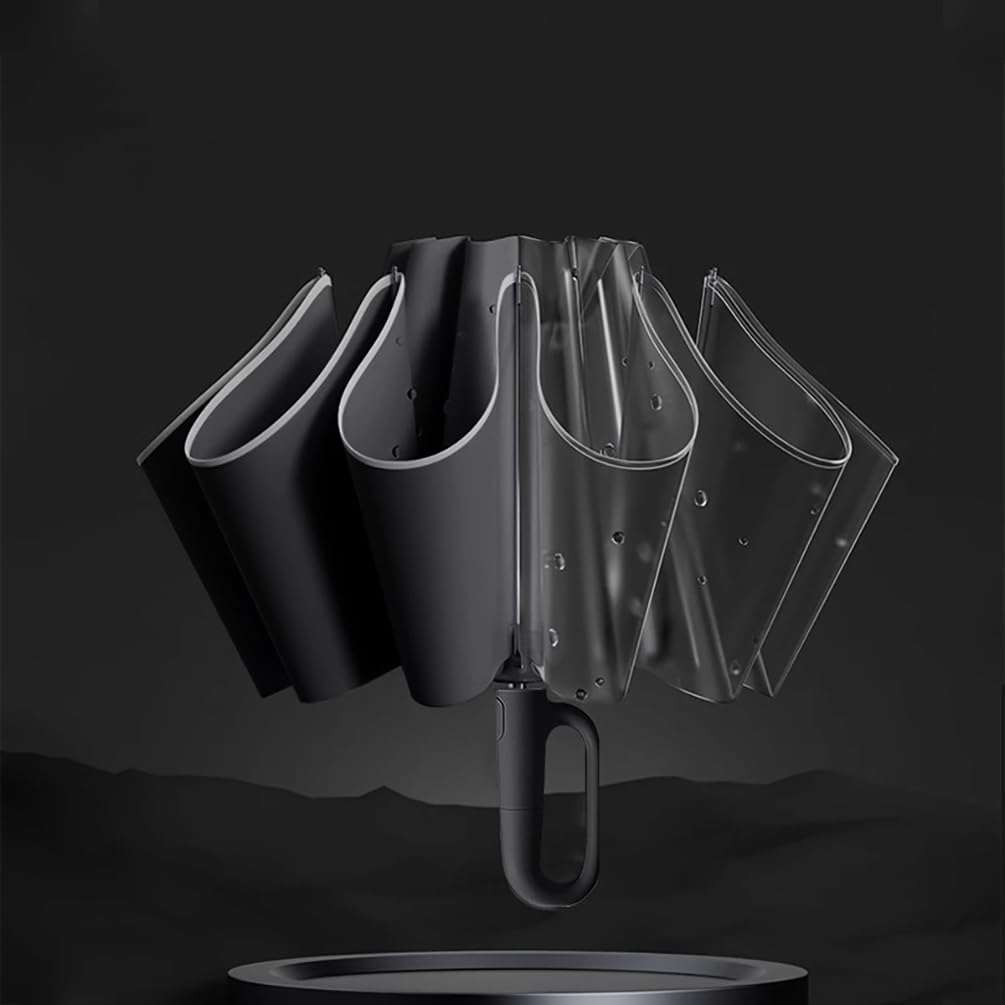 Maibar Umbrella Windproof Strong 24 Ribs Compact Umbrellas Sun UV Protection spf 50 Folding Travel Large Auto Open Close Umbrellas Umbrella (Black)