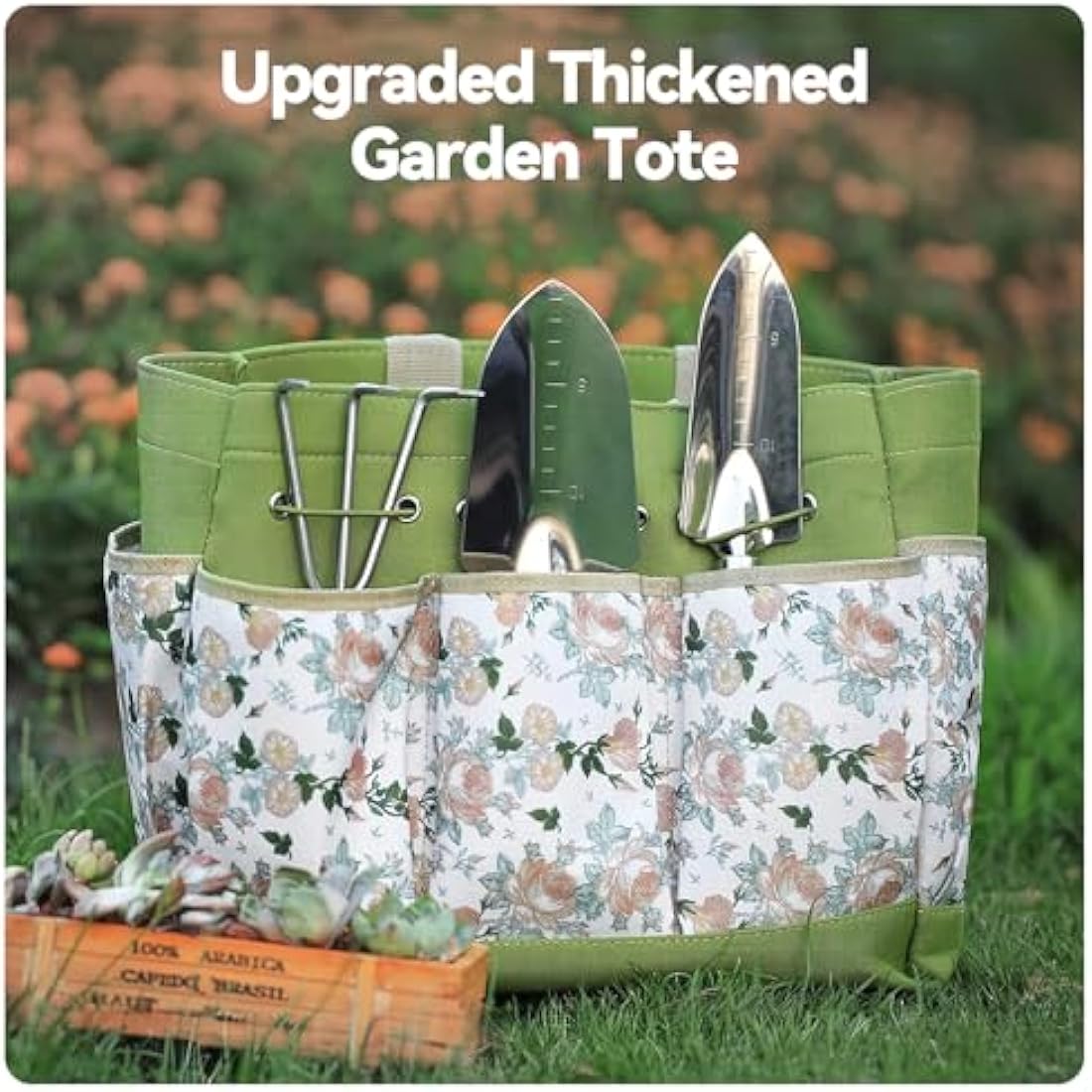 Heavy Duty Garden Tools Set, 9-Piece Stainless Steel Rust-Proof Gardening Kit with Non-Slip Ergonomic Handles & Durable Storage Tote Bag, Gardening Gifts for Women Men, Indoor/Outdoor Plant Tools