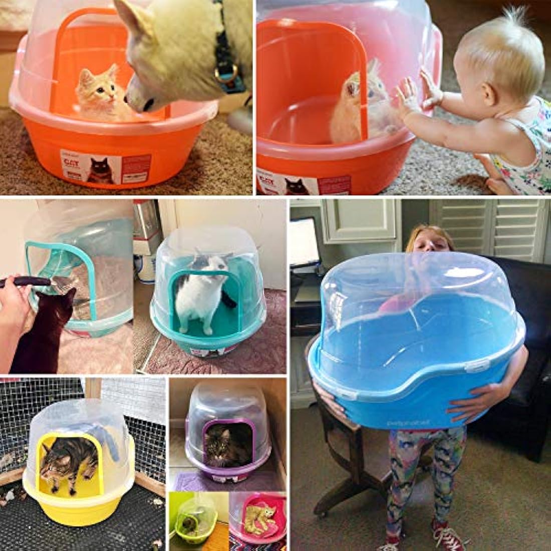 petphabet litter tray large Cat Litter Tray/cat litter box Toilet box XXL, 63x48x43cm, Jumbo Hooded Cat Litter Tray with lid Extral Large Litter tray enclosed Pet litterbox (Green)