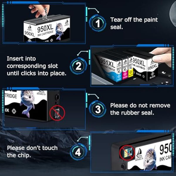 DOUBLE D 950XL 951XL Ink Cartridges Replacement for HP 950 951 950XL 951XL Combo Pack Compatible for HP Officejet Pro 8600 8610 8620 8100 8615 8625 8630 8640 251dw 276dw (10 Pack)